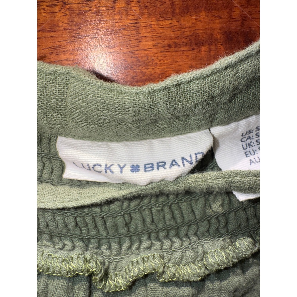 Lucky‎ Brand Olive Green Embroidered Cotton Gauze Tassel Boho Dress Small - Picture 2 of 5